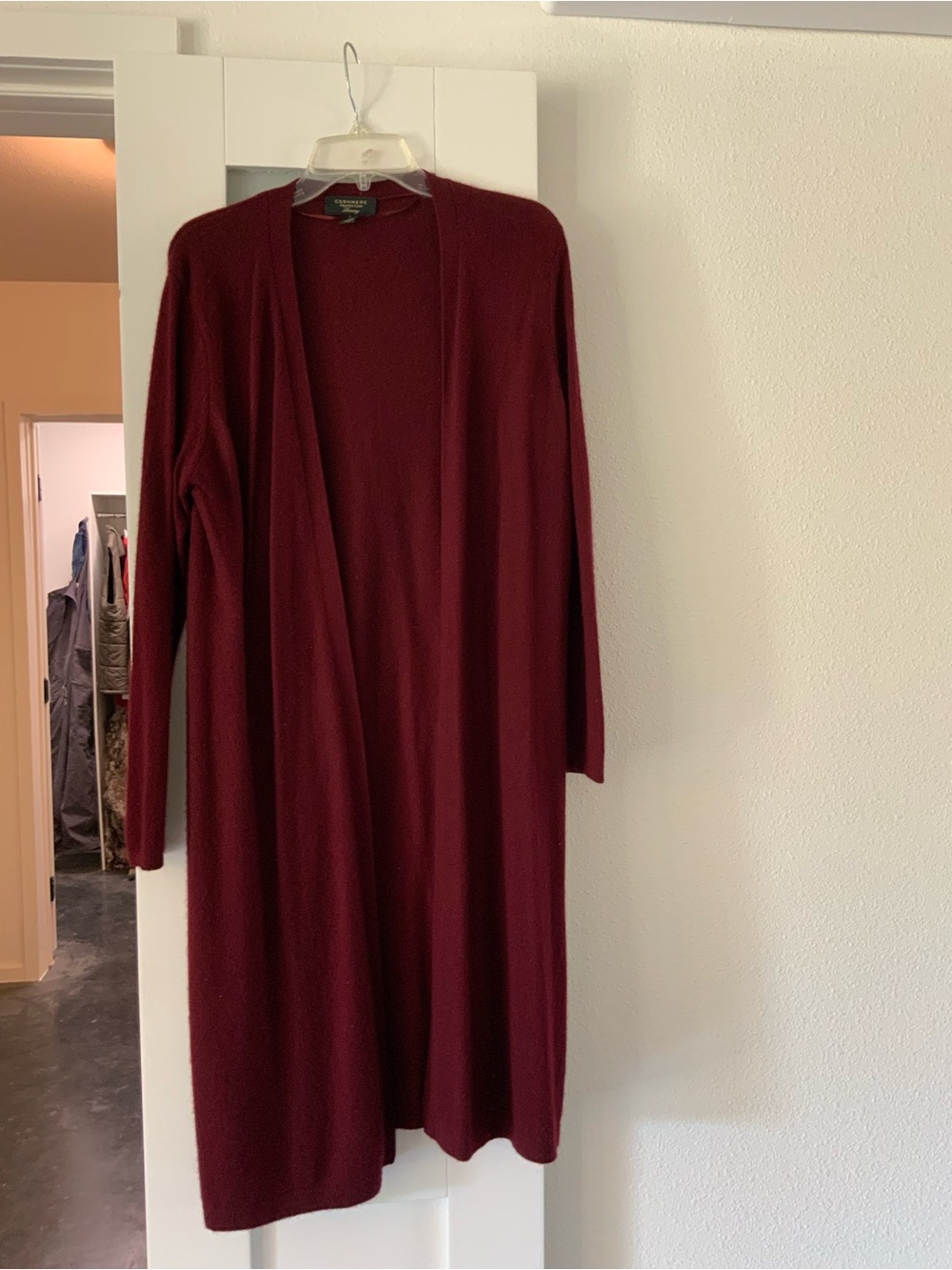 Charter Club Long Open-Front Cardigan - Burgundy